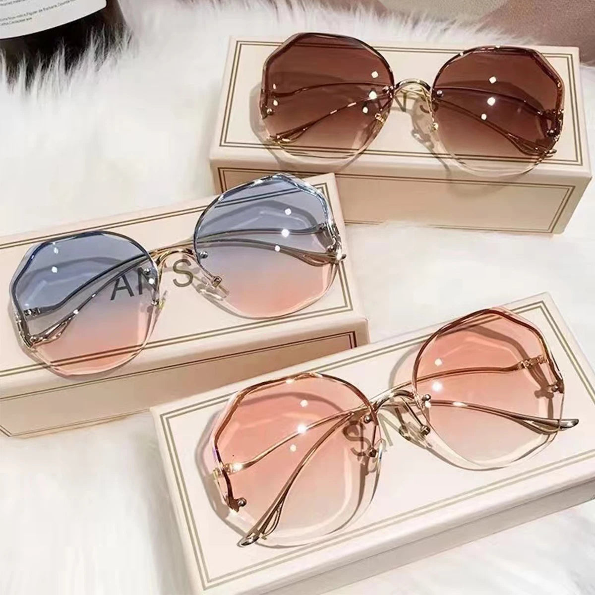 Oversized Square Sunglasses for Women, Metal Sunglasses