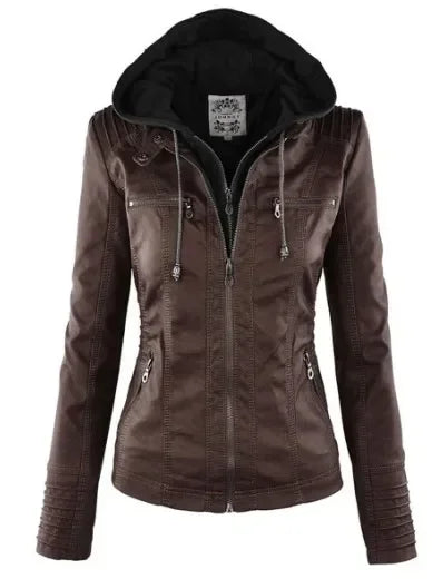 Women's faux leather jacket with a gothic design